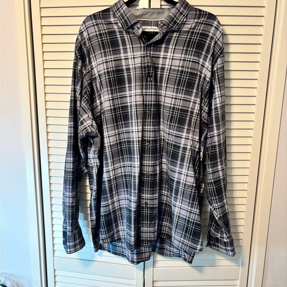 Tommy Bahama Black and White Checkered Shirt